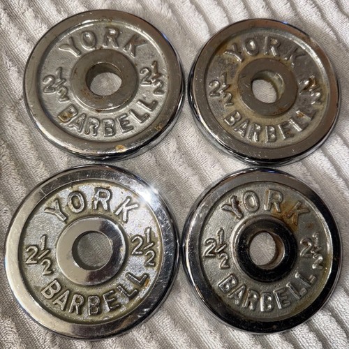 Vtg york barbell lb plates - york,